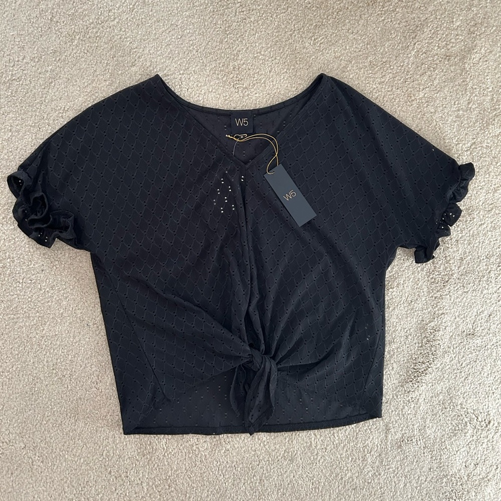 W5 Charcoal Patterned Top